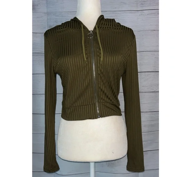 Shein SXY Rib-Knit-O-Ring Zipper Drawstring Hoodie & Leggings - Picture 5 of 10